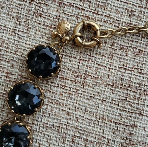 J.Crew Charcoal Grey Large Crystal Crown Setting Necklace - Picture 2 of 7